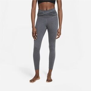 Nike Yoga Training Grey W/Polka Dots Twist High Waist 7/8 Leggings, Size…
